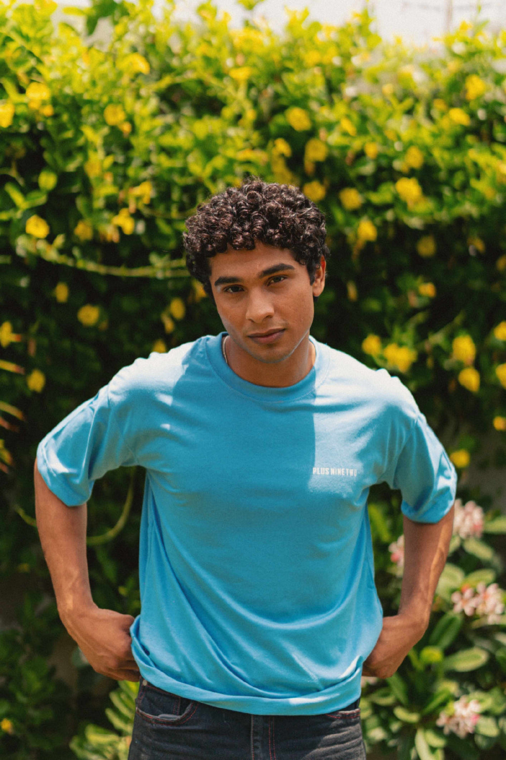 Men’s K2 Cloud Sky Blue Essentials Dropshirt front angle outdoor photo