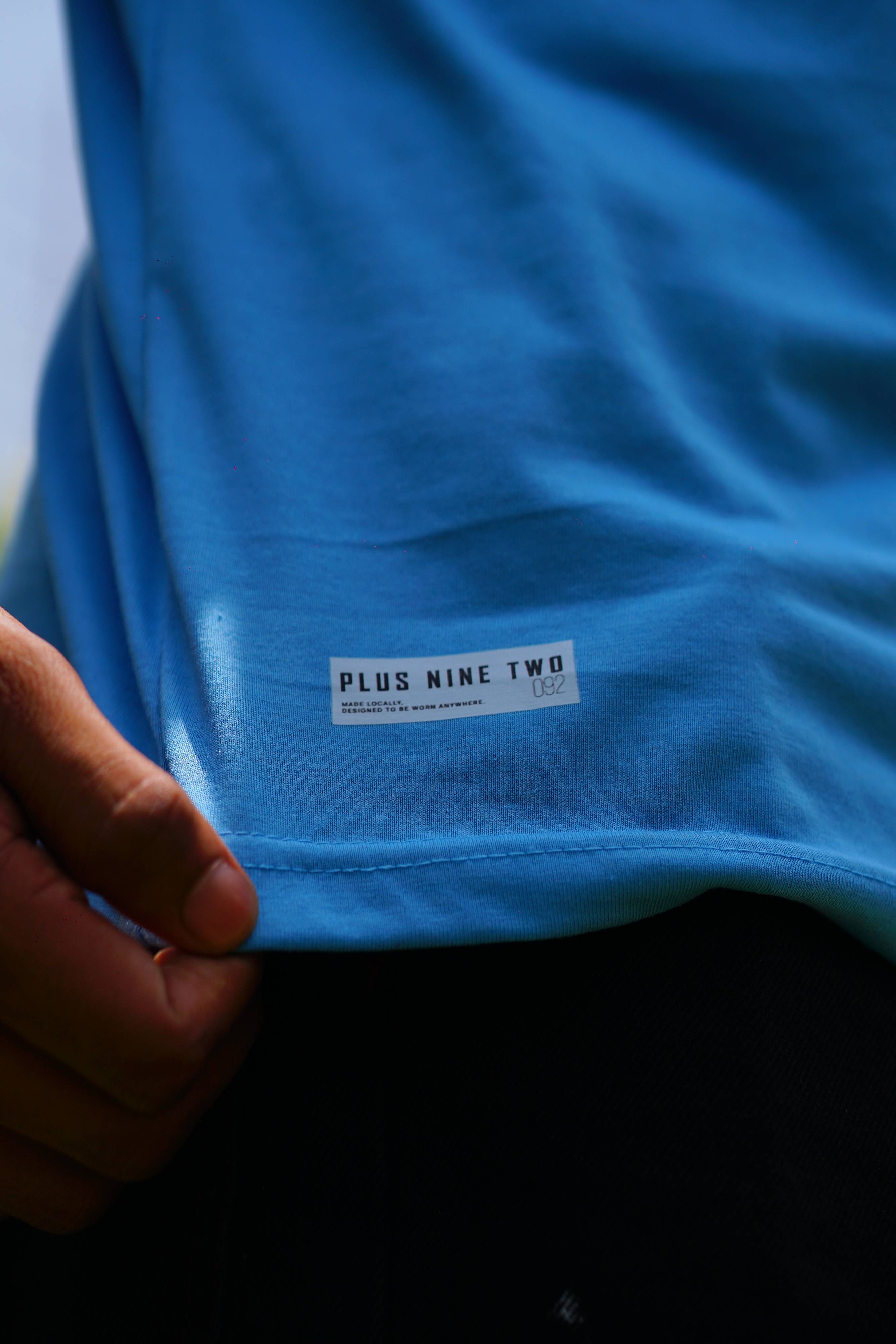Close-up of Men’s K2 Cloud Sky Blue Dropshirt hem label